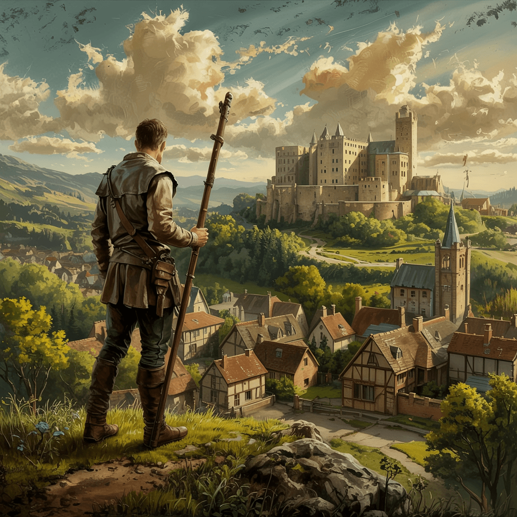 Painted approach to a walled town, temporary art