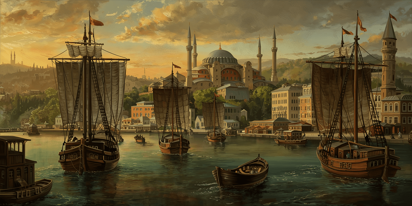 Painted harbor used as a temporary illustration of trade